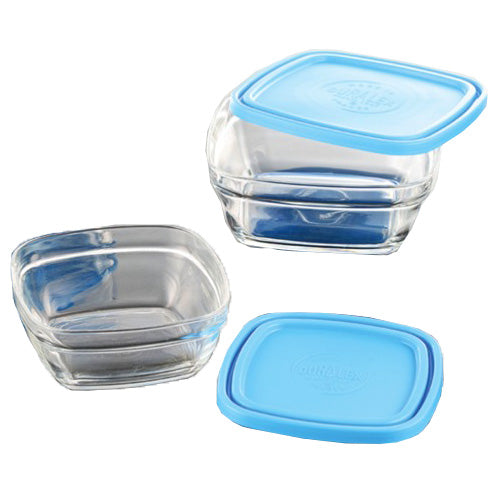 Duralex Lys Square Glass Storage Bowls w/Lid, Set of 6